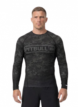 PitBull Rashguard Langarmshirt Hex Camo Hilltop schwarz
